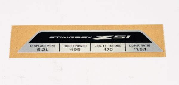 C8 Corvette Z51 Engine Spec Plaque - Image 5