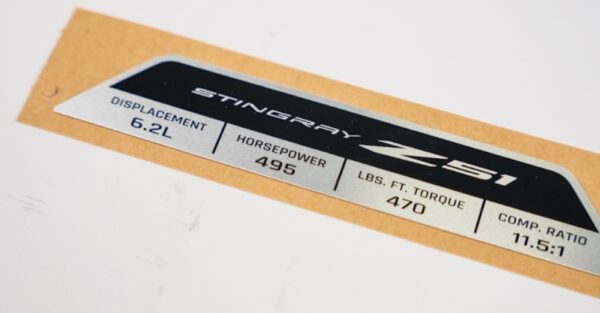 C8 Corvette Z51 Engine Spec Plaque - Image 4