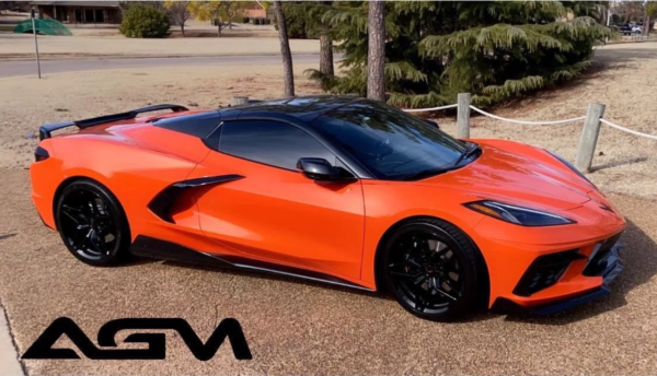 AGM C8 Corvette Carbon Flash Painted Carbon Fiber “5VM” Style Front Splitter - Image 2