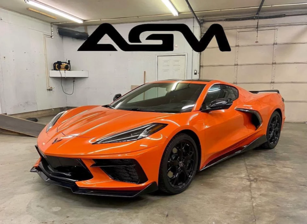 AGM C8 Corvette Carbon Flash Painted Carbon Fiber “5VM” Style Front Splitter - Image 3